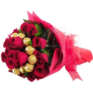 Ferrero Rocher Chocolate Bouquet with Red Roses